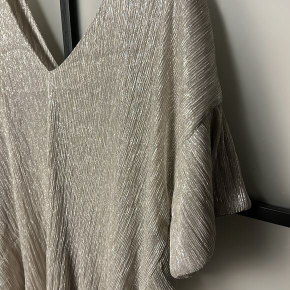 ANTHROPOLOGIE VANESSA VIRGINIA METALLIC FLUTTER SLEEVE TOP Small - Picture 2 of 7